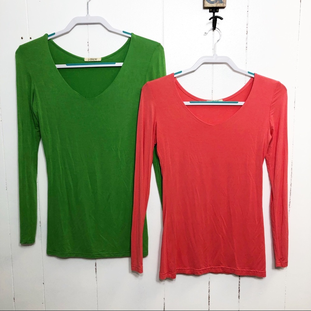 J. Crew Cotton Long Sleeve V-Neck Tee - Picture 2 of 4
